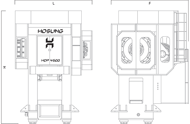 HDP Series press dimensions diagram